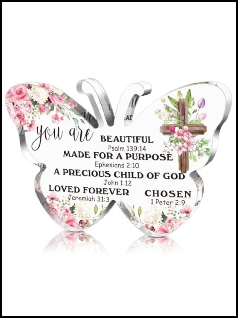 Acrylic Bible Verse Plaque Butterfly Christian Desk Decor Gift